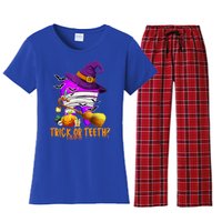 Trick Or Treat Brush Your Teeth Dentist Halloween Gift Women's Flannel Pajama Set