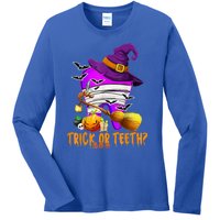 Trick Or Treat Brush Your Teeth Dentist Halloween Gift Ladies Long Sleeve Shirt