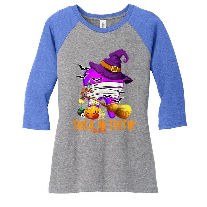 Trick Or Treat Brush Your Teeth Dentist Halloween Gift Women's Tri-Blend 3/4-Sleeve Raglan Shirt