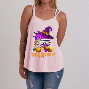 Trick Or Treat Brush Your Teeth Dentist Halloween Gift Women's Strappy Tank