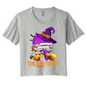 Trick Or Treat Brush Your Teeth Dentist Halloween Gift Women's Crop Top Tee