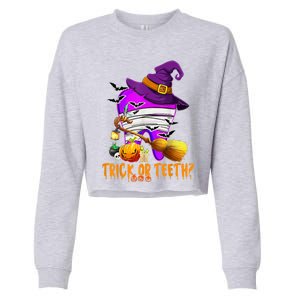 Trick Or Treat Brush Your Teeth Dentist Halloween Gift Cropped Pullover Crew