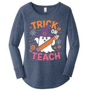 Trick Or Teach Groovy Teacher Halloween Gift Women's Perfect Tri Tunic Long Sleeve Shirt