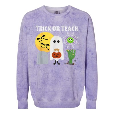 Trick or Teach Funny Teacher Halloween Costume Shirt Colorblast Crewneck Sweatshirt