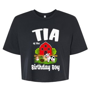 Tia Of The Birthday Boy Farm Animal Bday Party Celebration Bella+Canvas Jersey Crop Tee