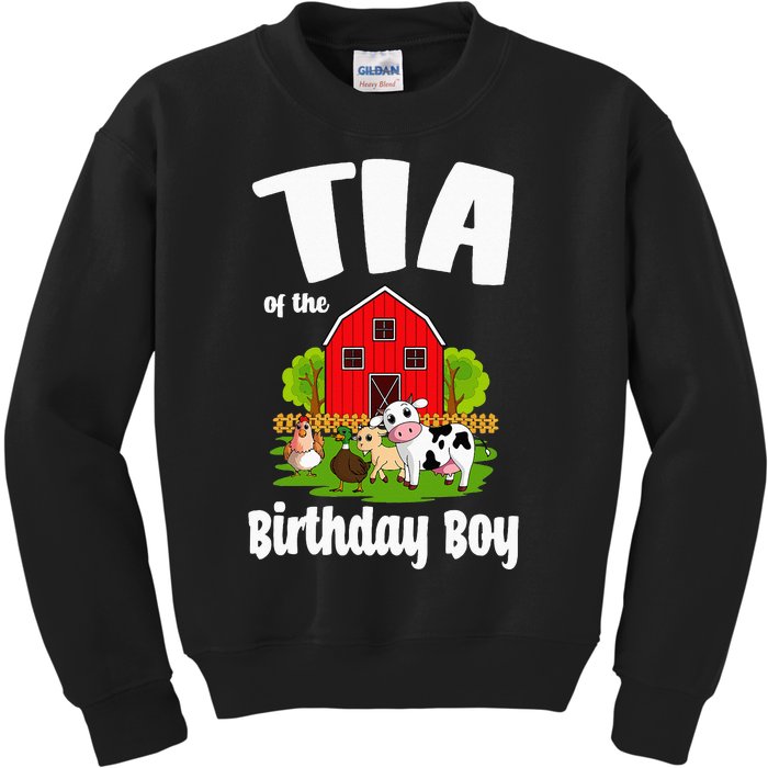 Tia Of The Birthday Boy Farm Animal Bday Party Celebration Kids Sweatshirt