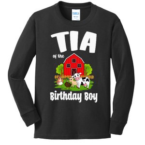 Tia Of The Birthday Boy Farm Animal Bday Party Celebration Kids Long Sleeve Shirt