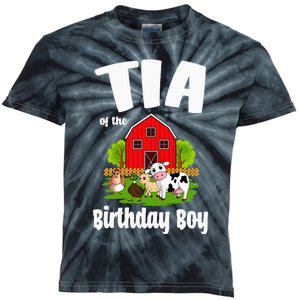 Tia Of The Birthday Boy Farm Animal Bday Party Celebration Kids Tie-Dye T-Shirt