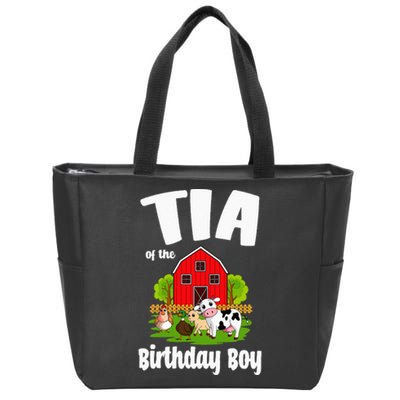 Tia Of The Birthday Boy Farm Animal Bday Party Celebration Zip Tote Bag