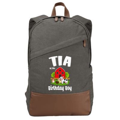 Tia Of The Birthday Boy Farm Animal Bday Party Celebration Cotton Canvas Backpack