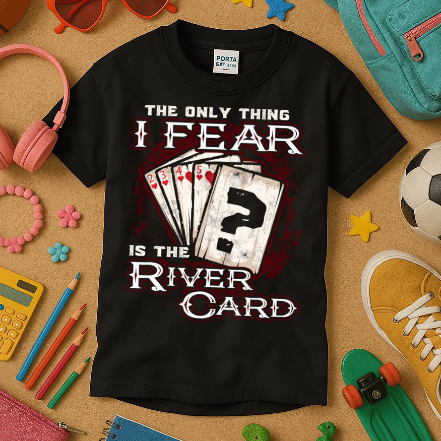 The Only Thing I Fear Is The River Card Funny Poker Player Kids T-Shirt