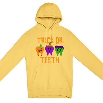 Trick Or Treat Brush Your Teeth Dentist Halloween Funny Gift Premium Pullover Hoodie