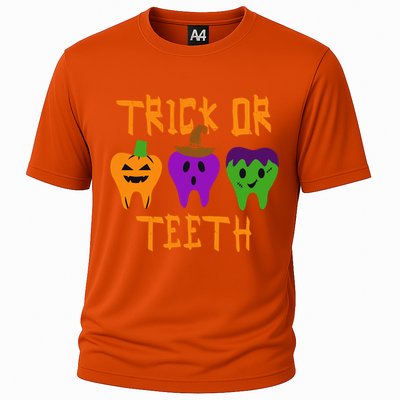 Trick Or Treat Brush Your Teeth Dentist Halloween Funny Gift Cooling Performance Crew T-Shirt