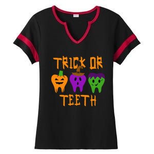 Trick Or Treat Brush Your Teeth Dentist Halloween Funny Gift Ladies Halftime Notch Neck Tee