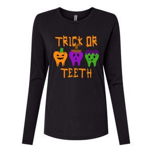 Trick Or Treat Brush Your Teeth Dentist Halloween Funny Gift Womens Cotton Relaxed Long Sleeve T-Shirt