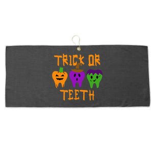 Trick Or Treat Brush Your Teeth Dentist Halloween Funny Gift Large Microfiber Waffle Golf Towel