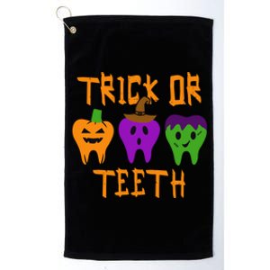 Trick Or Treat Brush Your Teeth Dentist Halloween Funny Gift Platinum Collection Golf Towel