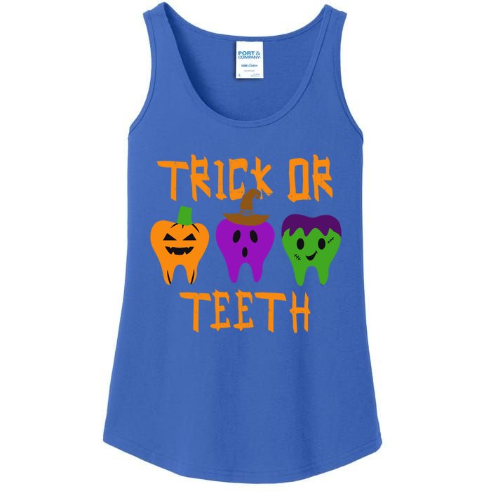 Trick Or Treat Brush Your Teeth Dentist Halloween Funny Gift Ladies Essential Tank