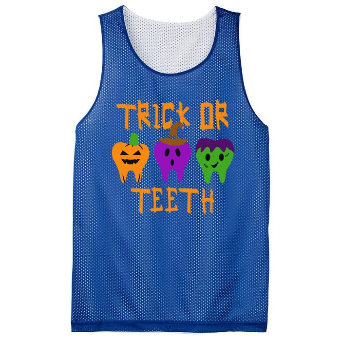 Trick Or Treat Brush Your Teeth Dentist Halloween Funny Gift Mesh Reversible Basketball Jersey Tank