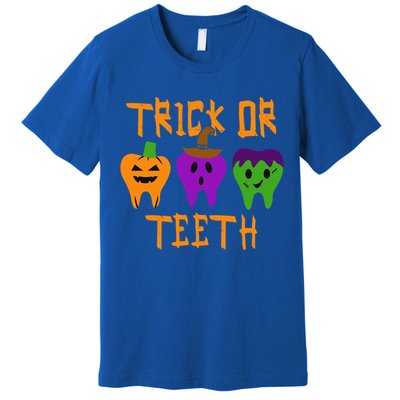 Trick Or Treat Brush Your Teeth Dentist Halloween Funny Gift Premium T-Shirt