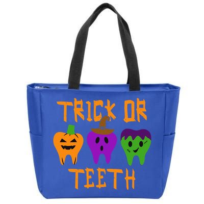 Trick Or Treat Brush Your Teeth Dentist Halloween Funny Gift Zip Tote Bag