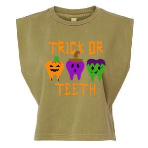 Trick Or Treat Brush Your Teeth Dentist Halloween Funny Gift Garment-Dyed Women's Muscle Tee