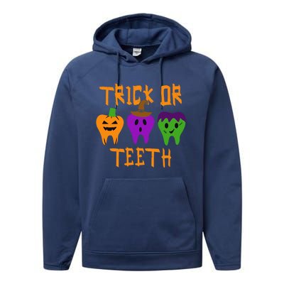 Trick Or Treat Brush Your Teeth Dentist Halloween Funny Gift Performance Fleece Hoodie