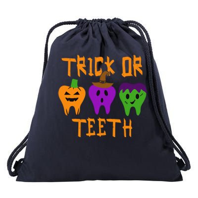 Trick Or Treat Brush Your Teeth Dentist Halloween Funny Gift Drawstring Bag