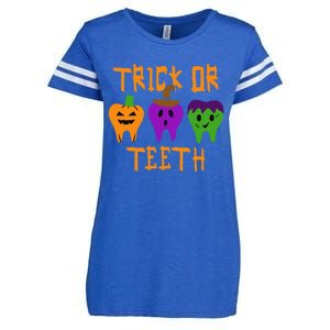 Trick Or Treat Brush Your Teeth Dentist Halloween Funny Gift Enza Ladies Jersey Football T-Shirt