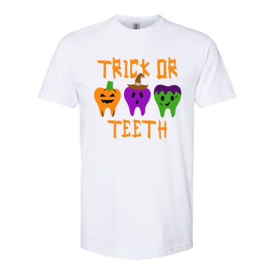 Trick Or Treat Brush Your Teeth Dentist Halloween Funny Gift Softstyle CVC T-Shirt