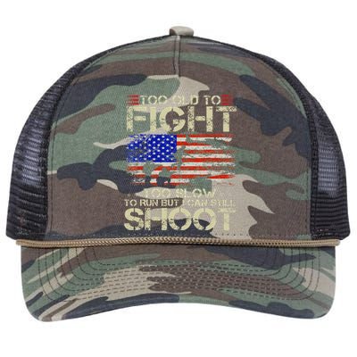 Too Old To Fight Too Slow To Run Veteran Retro Rope Trucker Hat Cap