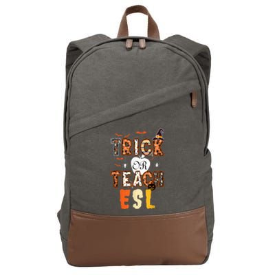 Trick or teach ESL teacher English second language Halloween Cotton Canvas Backpack