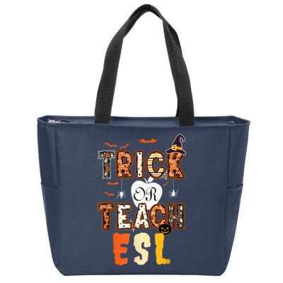 Trick or teach ESL teacher English second language Halloween Zip Tote Bag