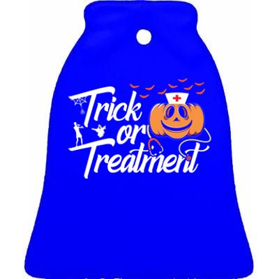 Trick Or Treatt Funny Medical Personnel Halloween Nurse Gift Ceramic Bell Ornament