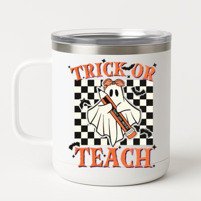 Trick Or Teach Teacher Halloween 12 oz Stainless Steel Tumbler Cup