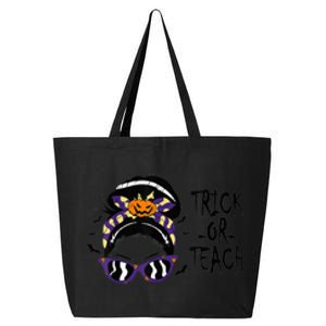 Trick or Teach Cute Halloween Teacher Messy Bun Retro Shades 25L Jumbo Tote