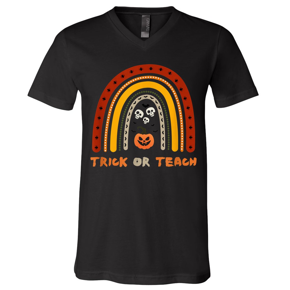 Trick or Teach Funny Teacher Halloween Costume Shirt V-Neck T-Shirt