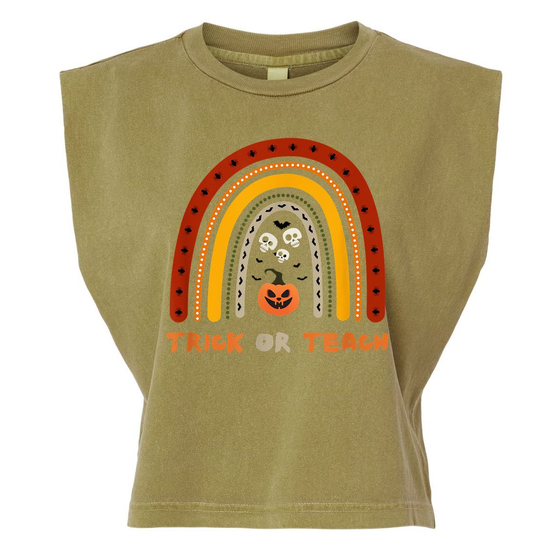 Trick or Teach Funny Teacher Halloween Costume Shirt Garment-Dyed Women's Muscle Tee