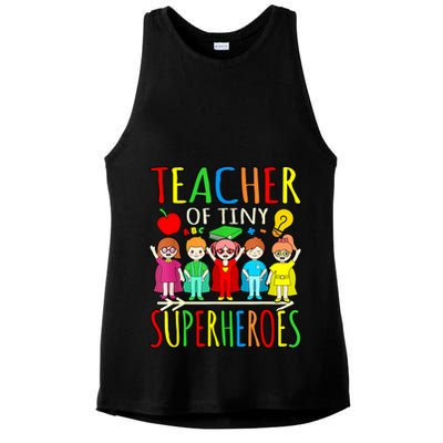 Teacher Of Tiny Superheroes First Day Back To School Graphic Ladies PosiCharge Tri-Blend Wicking Tank