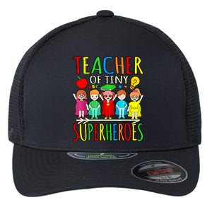 Teacher Of Tiny Superheroes First Day Back To School Graphic Flexfit Unipanel Trucker Cap