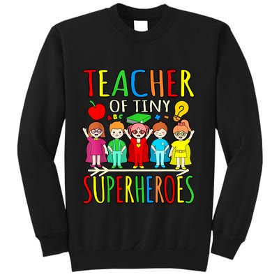 Teacher Of Tiny Superheroes First Day Back To School Graphic Sweatshirt