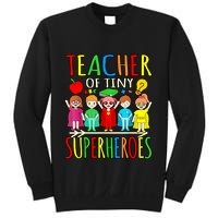 Teacher Of Tiny Superheroes First Day Back To School Graphic Sweatshirt