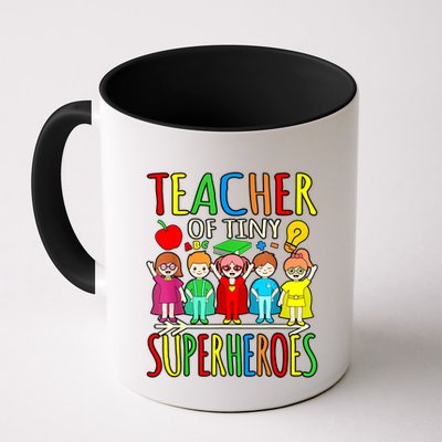 Teacher Of Tiny Superheroes First Day Back To School Graphic Mug