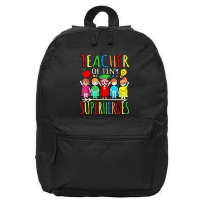 Teacher Of Tiny Superheroes First Day Back To School Graphic 16 in Basic Backpack