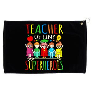 Teacher Of Tiny Superheroes First Day Back To School Graphic Grommeted Golf Towel