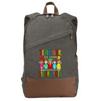 Teacher Of Tiny Superheroes First Day Back To School Graphic Cotton Canvas Backpack