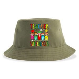 Teacher Of Tiny Superheroes First Day Back To School Graphic Sustainable Bucket Hat