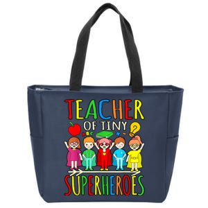 Teacher Of Tiny Superheroes First Day Back To School Graphic Zip Tote Bag