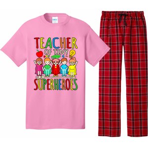 Teacher Of Tiny Superheroes First Day Back To School Graphic Pajama Set