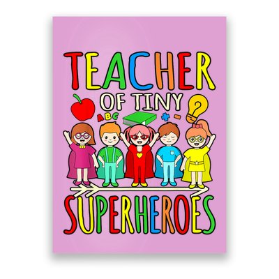 Teacher Of Tiny Superheroes First Day Back To School Graphic Poster